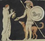 Classical Scene by Johann Heinrich Wilhelm Tischbein, Watercolour and pen and black ink, sold May 2022