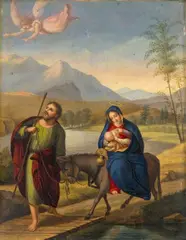Adolf Carl Senff, The Flight into Egypt, Oil on panel