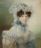 Anton Richter, Portrait of a Lady in a Biedermeier dress, Watercolour on thin paper