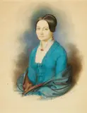 Johann Heinrich Schramm, Portrait of a Lady in Blue Gown, Watercolour on paper