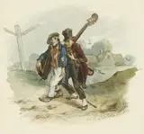 Jakob Fürchtegott Dielmann, Travelling Musicians, Watercolour