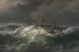 Robert Brydges Beechey, Three Master in Rough Seas, Oil on canvas