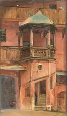 Adolf Seel, Study of a Staircase, Oil on canvas