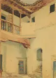 Adolf Seel, Spanish Courtyard, Watercolour
