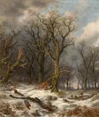 Remigius Adrianus Haanen, Winter Landscape with Bare Trees, Oil on canvas (relined)