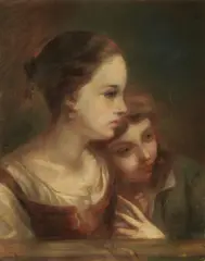 Eugène Carrière, Two Sisters, Chalk pastel on paper
