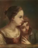 Two Sisters by Eugène Carrière, Chalk pastel on paper, offered May 2022