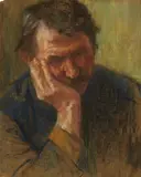 attributed to Wilhelm Leibl, Half-Length portrait of a pensive Man, 1894, Pastel on paper
