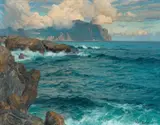 Karl Theodor Boehme, Evening Clouds over Nervi, Oil on canvas