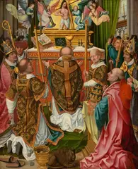 Südniederländischer Meister around 1500, The Mass of Saint Gregory, Oil on panel (parquetted)