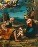 The Holy Family with the Infant Saint John the Baptist by Giovanni Maria Francesco Rondani, Oil on panel, offered May 2022