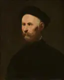 called Tintoretto Jacopo Robusti, Portrait of a Man, Bust-Length, in a Black Jacket, Oil on canvas