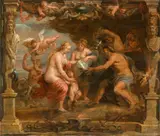 Erasmus Quellinus II, Thetis Recieving Weapons for Achilles, Oil on paper on panel