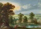 Marten Ryckaert, Pastoral River Landscape, Oil on copper