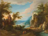 Philippe de Momper, Travellers in a Mountain Landscape, Oil on canvas (relined)
