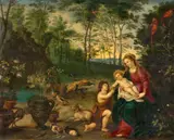 The Virgin and Child with the Infant Saint John in a Landscape by Jan Brueghel the Younger, attributed to Pieter van Avont, attributed to, Oil on copper panel, sold May 2022