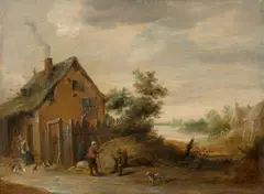 Thomas van Apshoven, Figures by a Cottage, Oil on panel