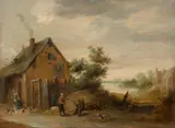 Thomas van Apshoven, Figures by a Cottage, Oil on panel