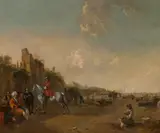 Thomas Wyck, Oriental Traders in a Mediterranean Harbour, Oil on canvas (relined)