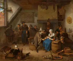 Richard Brakenburgh, Merry Company in a Tavern, Oil on canvas (relined)