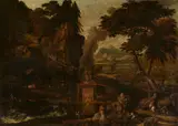 Abraham Hondius, Landscape with a Forge, Oil on canvas (relined)
