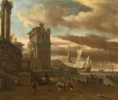 Abraham Storck, Harbour Capriccio with Ships, Oil on canvas, mounted on panel