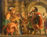 Andries Beschey, Alexander the Great distributing Bread, Oil on panel