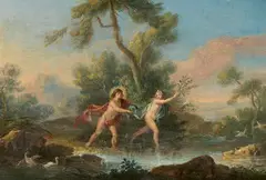 Joseph-Marie Vien, Syrinx and Pan
Apollo and Daphne, Oil on copper. Each