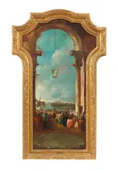 Francesco Zanin, The First Hot Air Balloon over Venice, Oil on canvas (relined)