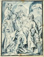 Lot and his Daughters by Flemish School, Pen and wash in blue ink, mounted on thin laid paper, offered May 2022