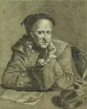 copy after Jan Palthe, Portrait of the Composer Carlo Tessarini (1690-1766), Black and white chalk on tinted paper