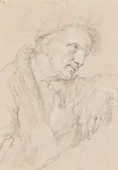 Portrait of a Man by attributed to Jean-Baptiste Greuze, Black chalk, heightened with white, sold May 2022