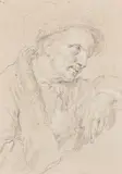 attributed to Jean-Baptiste Greuze, Portrait of a Man, Black chalk, heightened with white