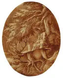 Johann Georg Winter, Hunter with a Stag
Hunter with a Boar, Pen and brush in brown on laid paper. Hunter with a Stag: