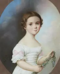 Portrait of a Girl by Carl Wilhlem Bardou, Chalk pastel on paper, sold May 2022
