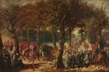 Eduard Grawert, The Hubertusjagd in Grunewald, Oil on canvas (relined)