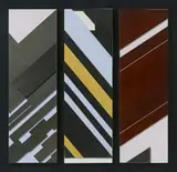 Günter Fruhtrunk, Untitled (Studie zum Quiet Room, New York), Around 1978, 3 panels: collage of woods, metal and canvas, painted, each on wood element on wood