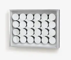 Optogon by Adolf Luther, 1967, Mirror object: 24 concave mirrors on mirror and wood backing in metal wooden box, offered Dec 2021