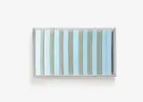 Untitled by Adolf Luther, 1974, Mirror object: 8 semi-transparent mirror strips in front of mirror and wood backing in plexiglass box, sold Dec 2021