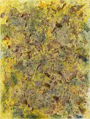 Michael Buthe, Untitled, 1980, Mixed media collaged with dried plant parts, on cotton on fibreboard