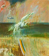 Willi Sitte, Fliegende Möwe, 1971, Oil on card