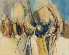 Heinrich Siepmann, Entfaltung, 1966, Egg tempera on burlap