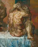Willi Sitte, Männlicher Rückenakt, 1982, Oil on fibreboard