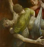 Volker Stelzmann, Untitled (Kreuzabnahme), 1981, Oil on wood