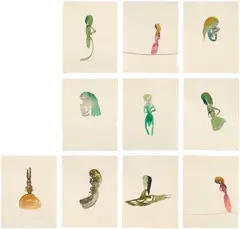 Leiko Ikemura, Untitled, 1997, 10 works: each watercolour on card. Each