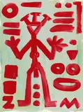 A. R. Penck, Standart 5, Um Around 1982, Acrylic on card