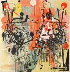 Markus Oehlen, Sanatorium Rotor, 1994, Oil, dispersion and lacquer on muslin