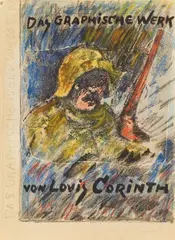Lovis Corinth, Selbstbildnis als Ritter mit Hellebarde, Circa 1920/1922, Watercolour and coloured chalks, partly over collaged reproduction print, on laid paper