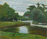 Otto Modersohn, Badende an der alten Schleuse in Fischerhude, Circa 1914, Oil on canvas, mounted on fibreboard
