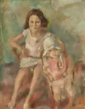 Jules Pascin, Deux enfants, 1925, Oil over preparatory chalk drawing on canvas